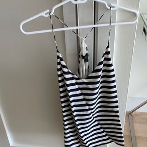 Jcrew silk tank - navy and cream striped, size 4